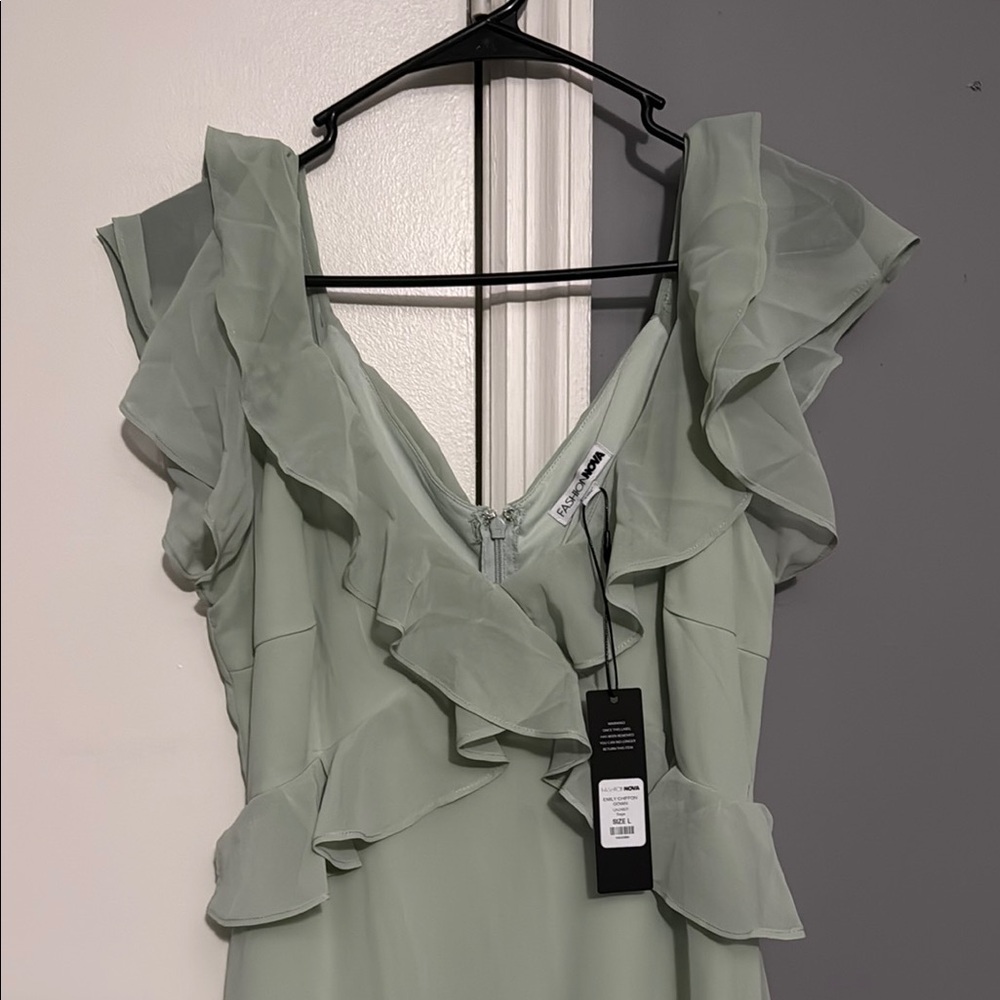 Mint Green Ruffle Dress - Picture 3 of 5
